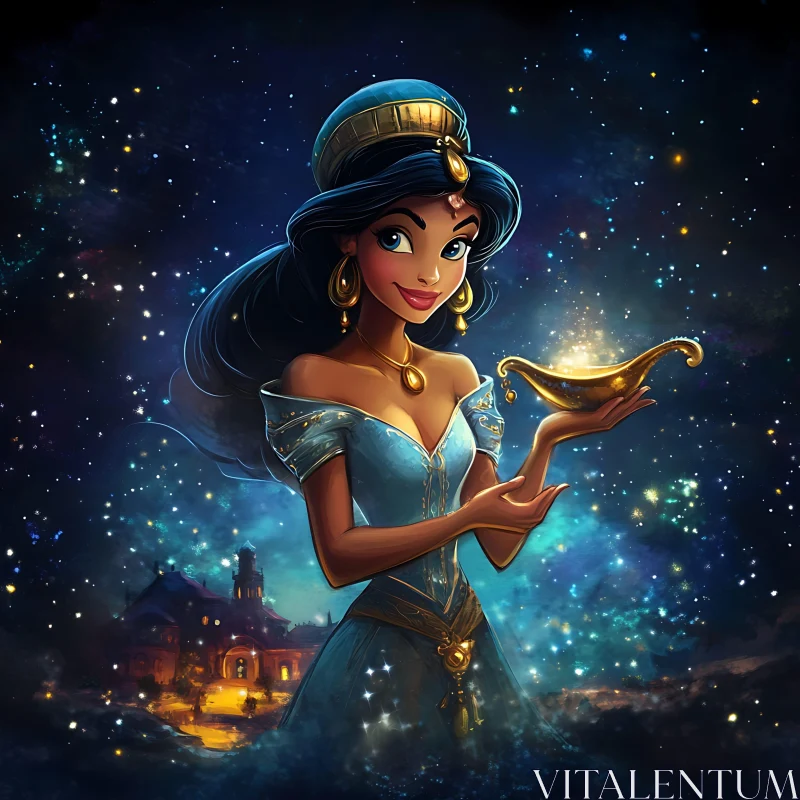 AI ART Magical Princess in Starry Night