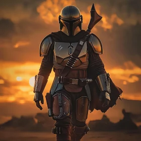 Armored Figure at Dusk