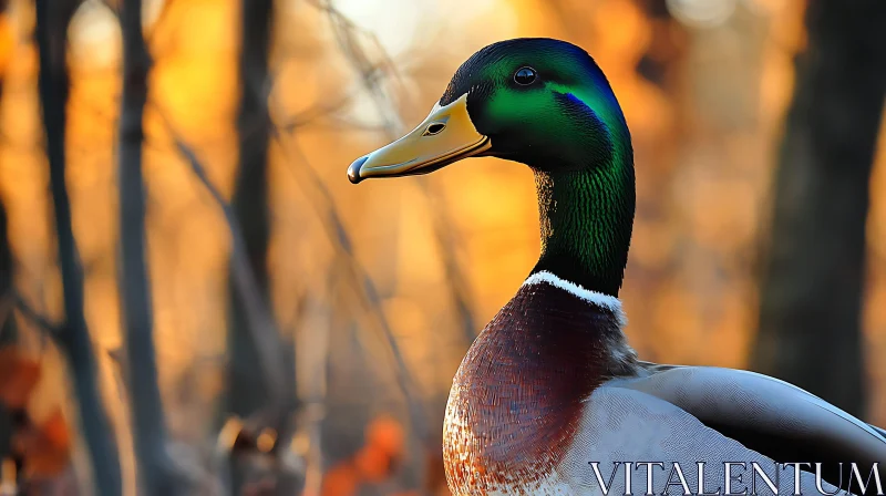 Close-up of a Male Mallard Duck AI Image