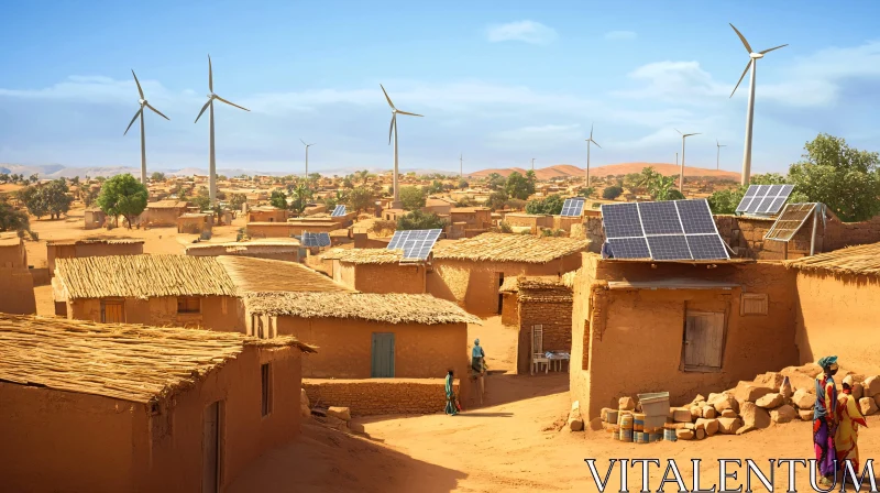 AI ART Eco-Friendly Village with Renewable Energy