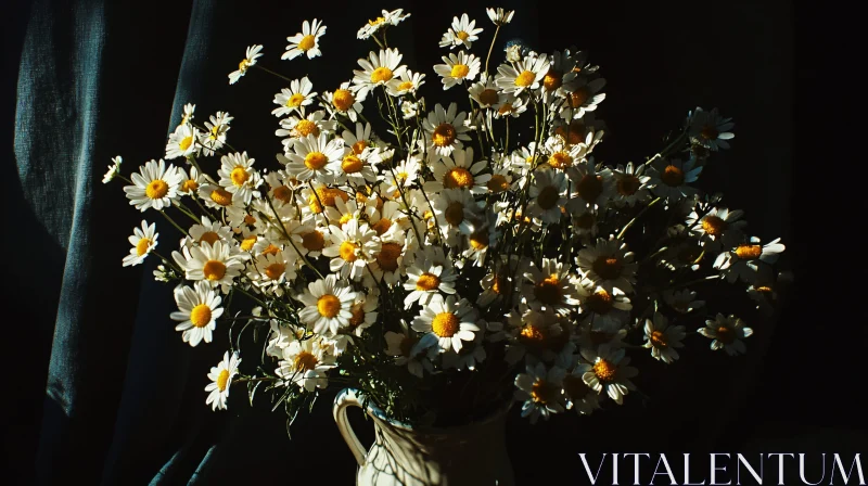 AI ART Sunlit Daisies in Vase