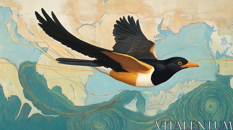 Soaring Bird Art, Avian Flight Painting AI Image