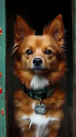 Attentive Dog Among Weathered Frames