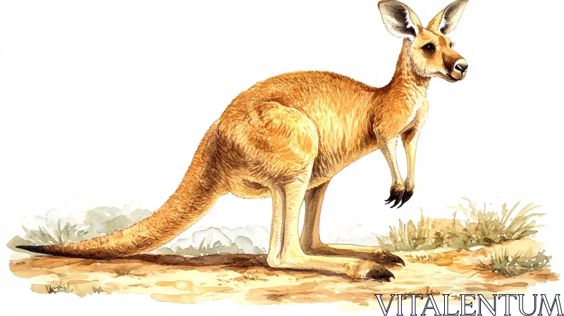 AI ART Kangaroo Art in Watercolor