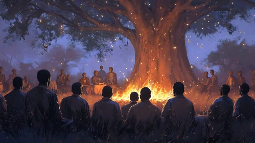 Firelight Circle: A Nighttime Gathering