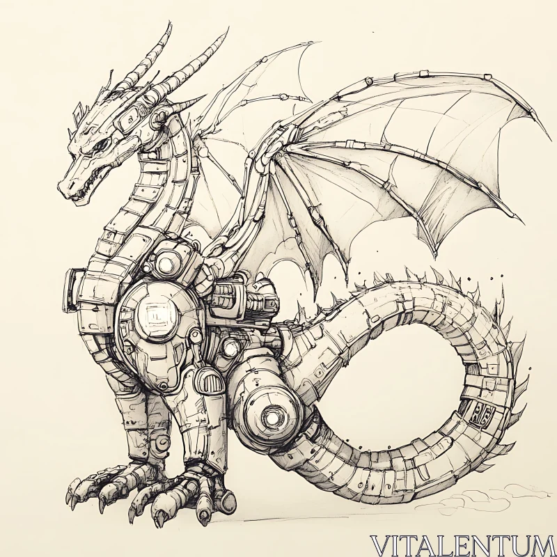 AI ART Robotic Dragon Detailed Illustration