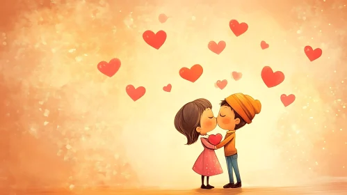 Animated Love Scene with Hearts