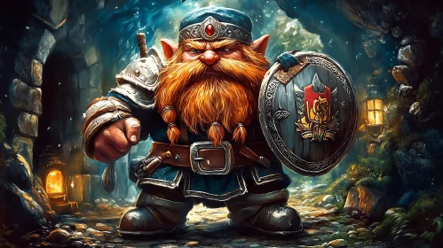 Fantasy Dwarf Warrior with Shield