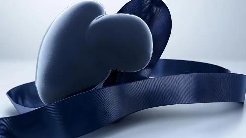 Blue Heart and Ribbon Composition