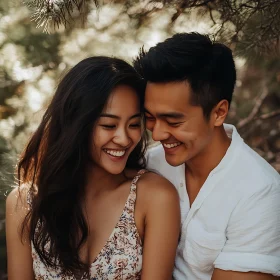 Couple's Radiant Happiness: A Portrait of Love