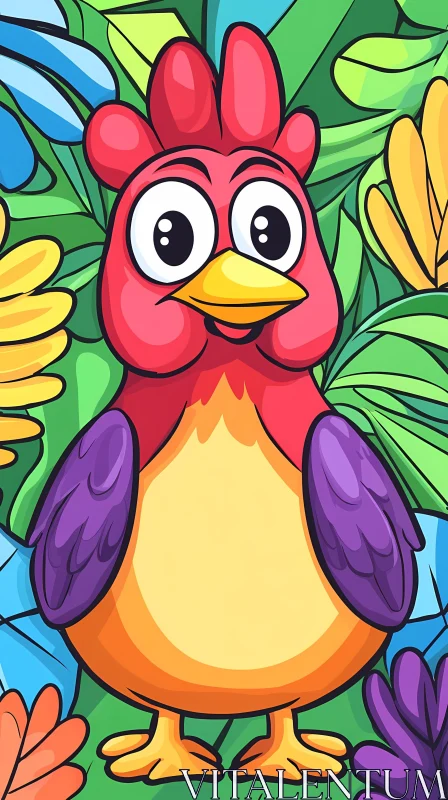 Vibrant Cartoon Bird Illustration AI Image