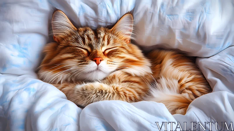 Fluffy Orange Tabby Cat Resting AI Image