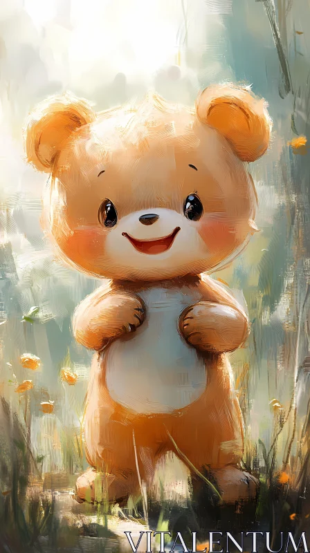 Smiling Bear in Nature Setting AI Image