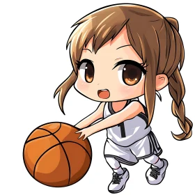 Anime Girl with Basketball