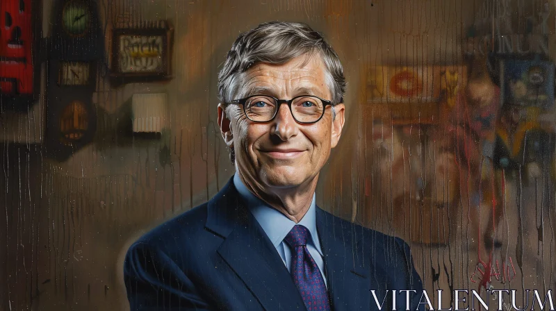 Bill Gates Portrait in Business Attire AI Image