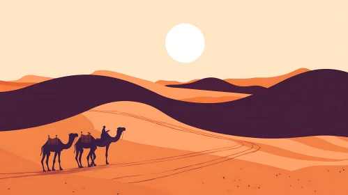 Camels in Desert Landscape