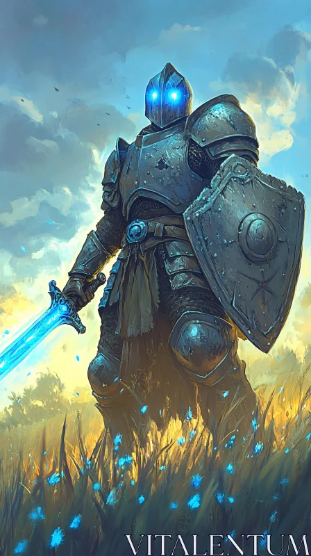 AI ART Fantasy Knight with Glowing Eyes