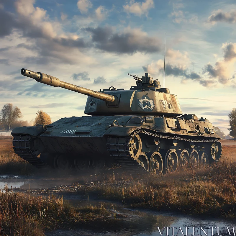 AI ART Vintage Tank in Field