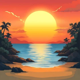 Tropical Beach Sunset Serenity