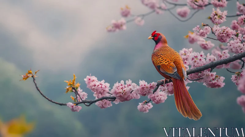 AI ART Bird and Blossoms Serenity