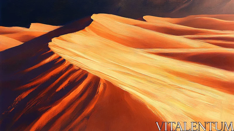 AI ART Golden Sand Dunes Under Sunlight