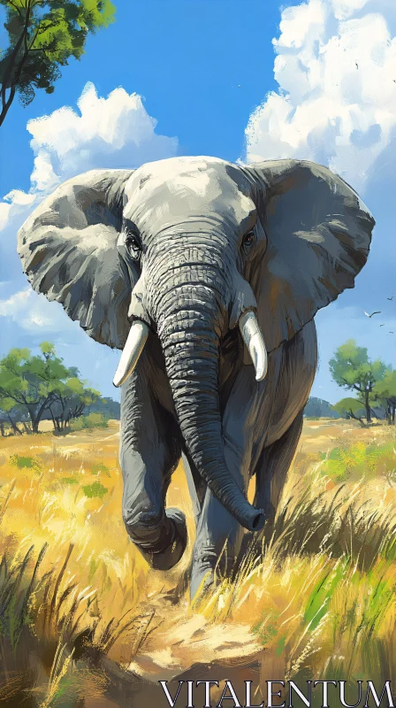 Elephant in Wilderness AI Image