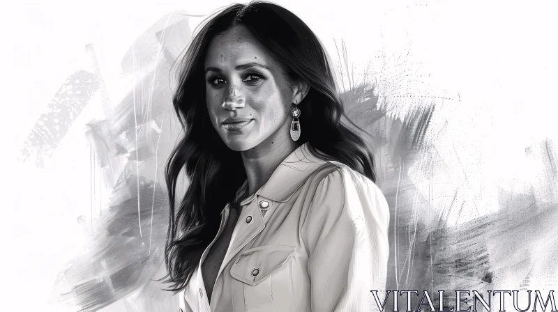 AI ART Meghan Markle Artistic Monochrome Portrait