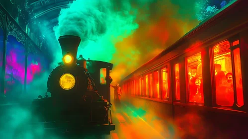 Old Locomotive with Passengers