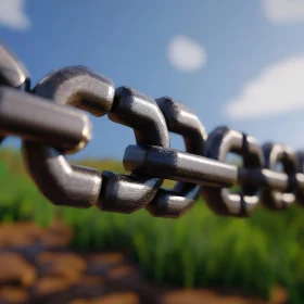 Close-Up of Metal Chain on Green Field