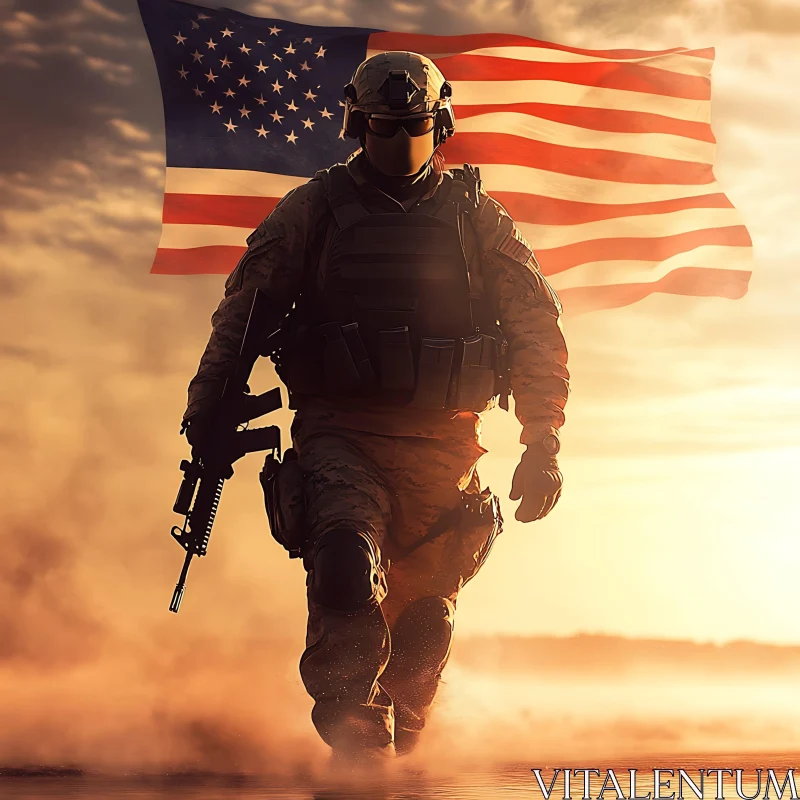 AI ART Soldier with American Flag