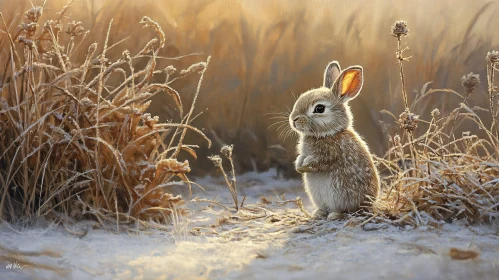 Rabbit Amidst Winter Frost