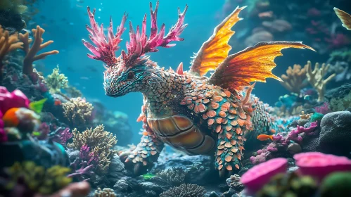 Coral Antlered Dragon in Ocean Depths