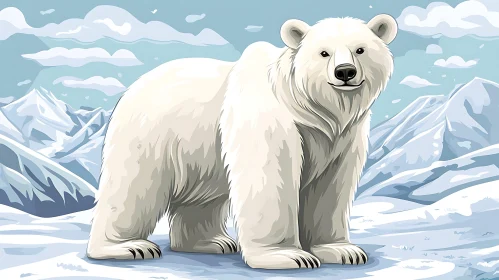 White Bear in Snowy Mountains