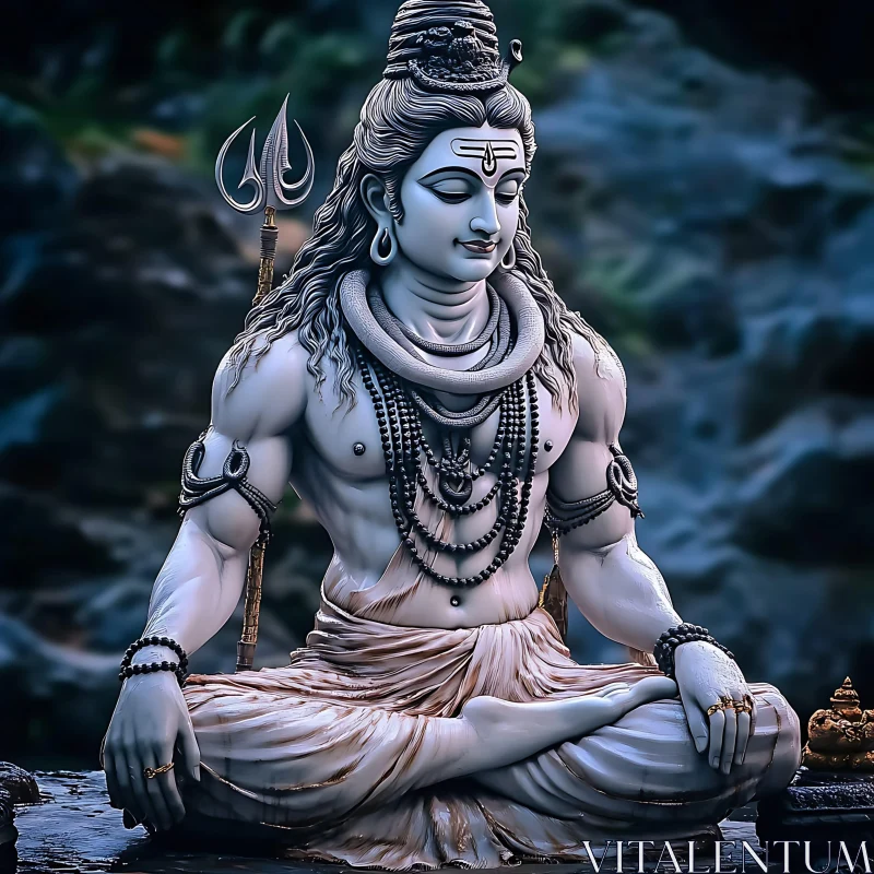 Meditative Lord Shiva with Trident AI Image