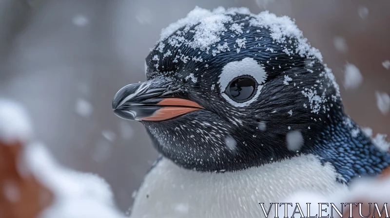 Winter Penguin Portrait AI Image