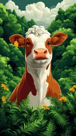 Cow in Lush Greenery