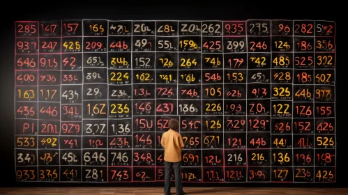 Enigmatic Numbers: A Captivating Image of a Man and a Mysterious Board
