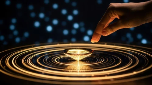 Golden Torch Moving Through Mesmerizing Circular Pattern