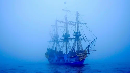 Mystery Painting: Ghost Ship Drifting in Thick Fog