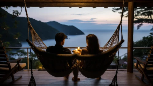 Romantic Couple on Hammock Overlooking Ocean - Chiaroscuro Lighting