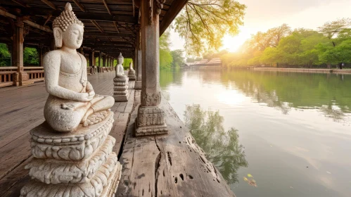 Tranquil Wooden Boat in a Serene Canal | Backlit Photography