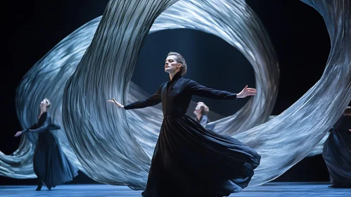 Woman Dancing in Black Dress