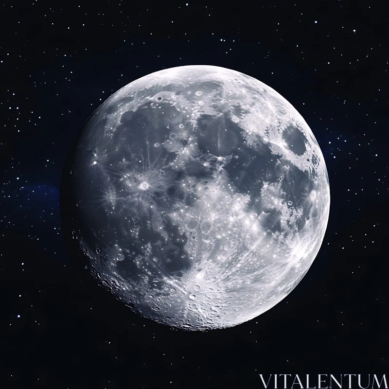 Lunar Surface with Starry Background