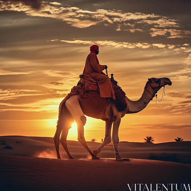 Camel Silhouette in the Desert