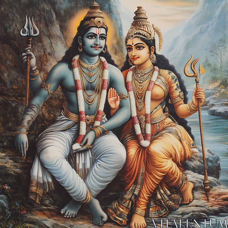 Hindu Deities Serene Mountain View