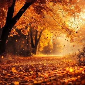 Autumnal Forest Walkway