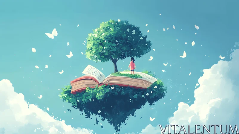 Whimsical Girl on Book Island