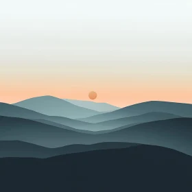 Layered Mountains with Setting Sun
