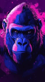 Neon Gorilla Abstract Art
