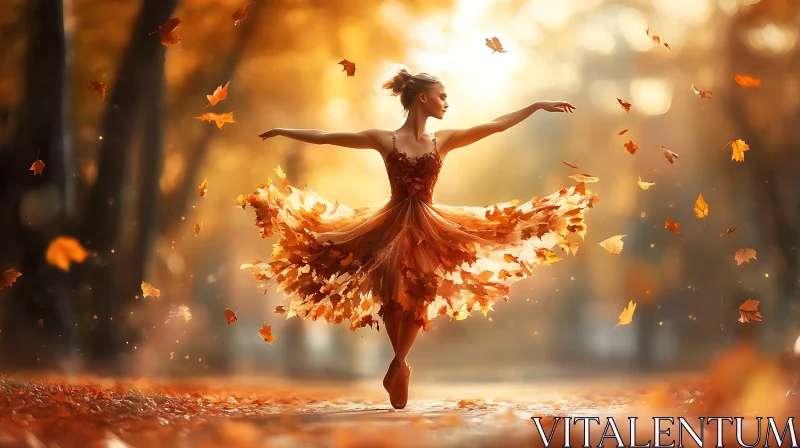 Ballerina in a Dress of Autumn Leaves